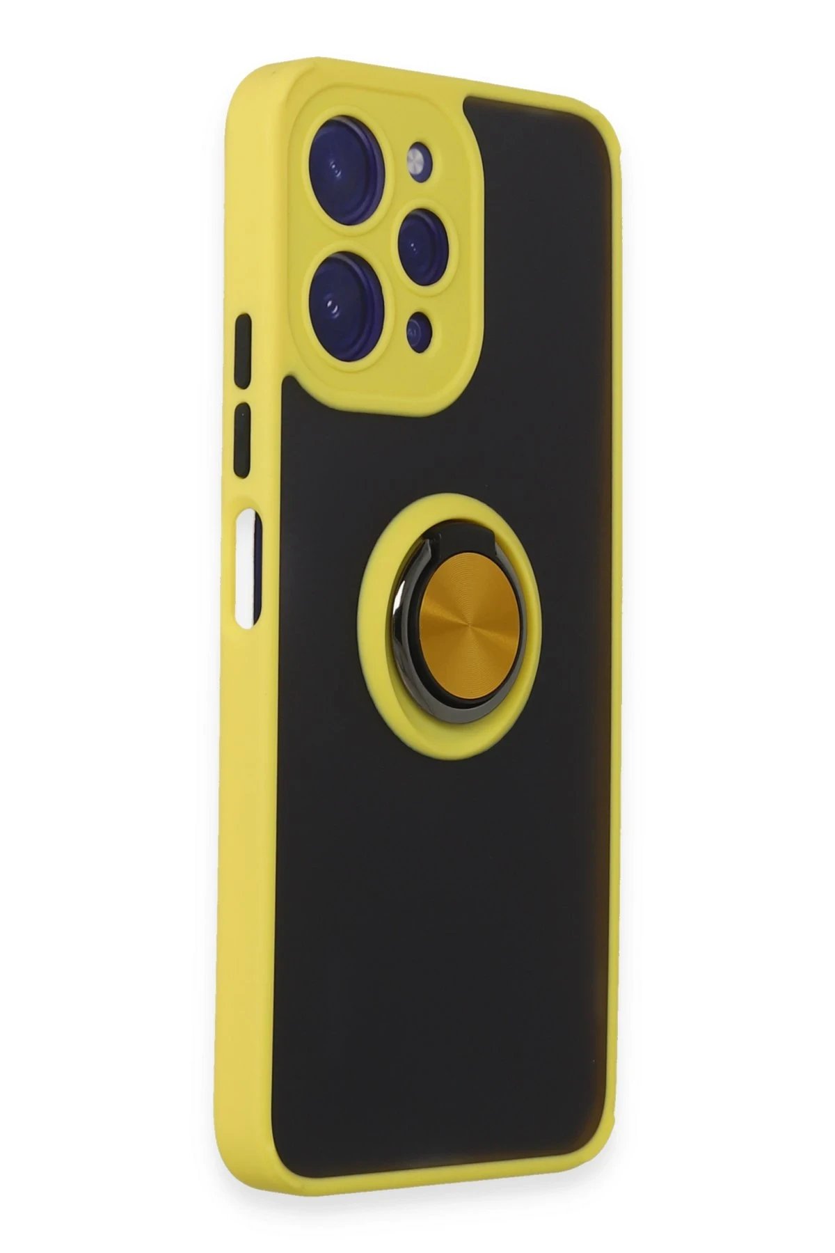 Newface Xiaomi Redmi 12 Kılıf Montreal Yüzüklü Silikon Kapak - Sarı