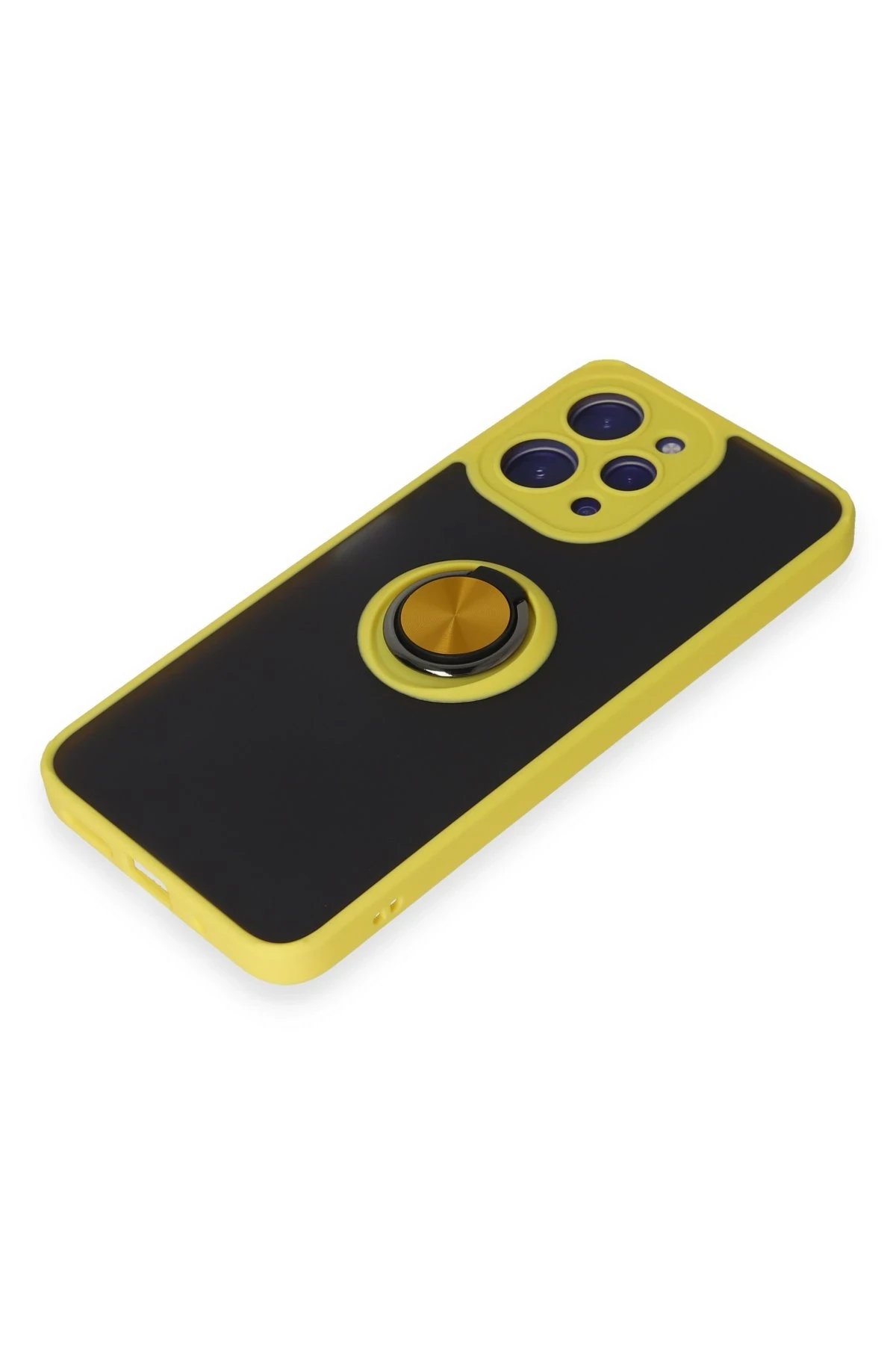 Newface Xiaomi Redmi 12 Kılıf Montreal Yüzüklü Silikon Kapak - Sarı