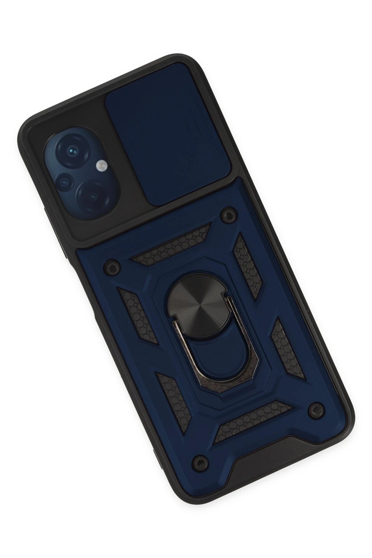 Newface Xiaomi Poco M5 Kılıf Pars Lens Yüzüklü Silikon - Lacivert