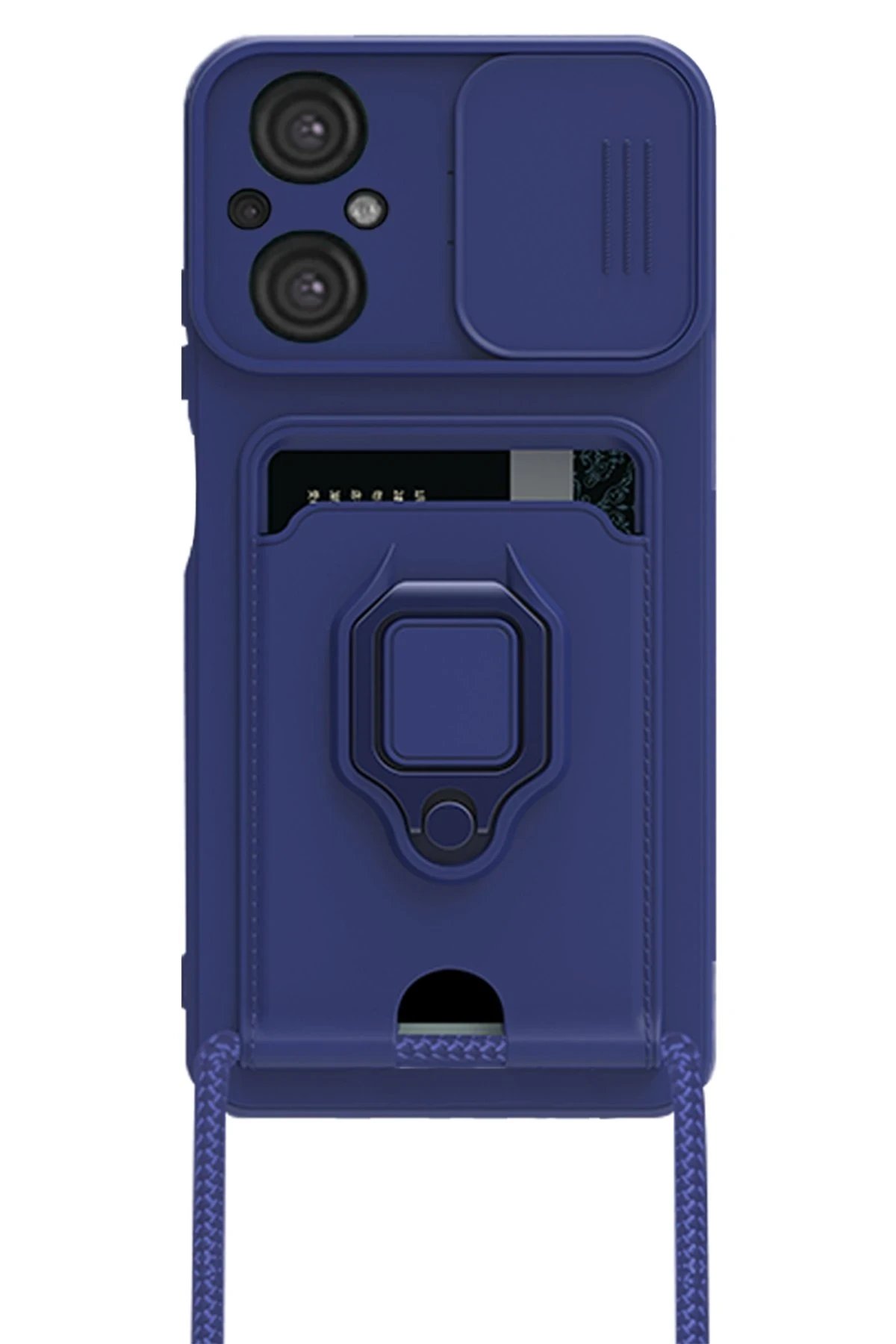 Newface Xiaomi Poco M5 Kılıf Zuma Kartvizitli Yüzüklü Silikon - Lacivert