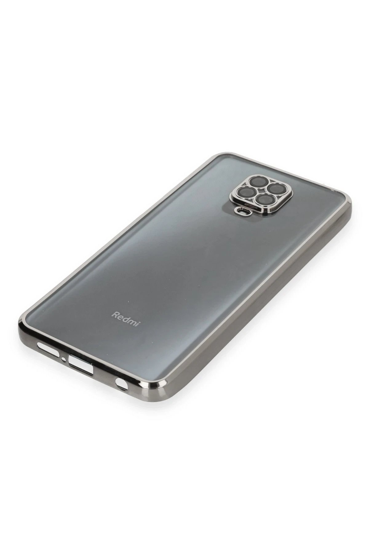 Newface Xiaomi Redmi Note 9 Pro Kılıf Razer Lensli Silikon - Gümüş