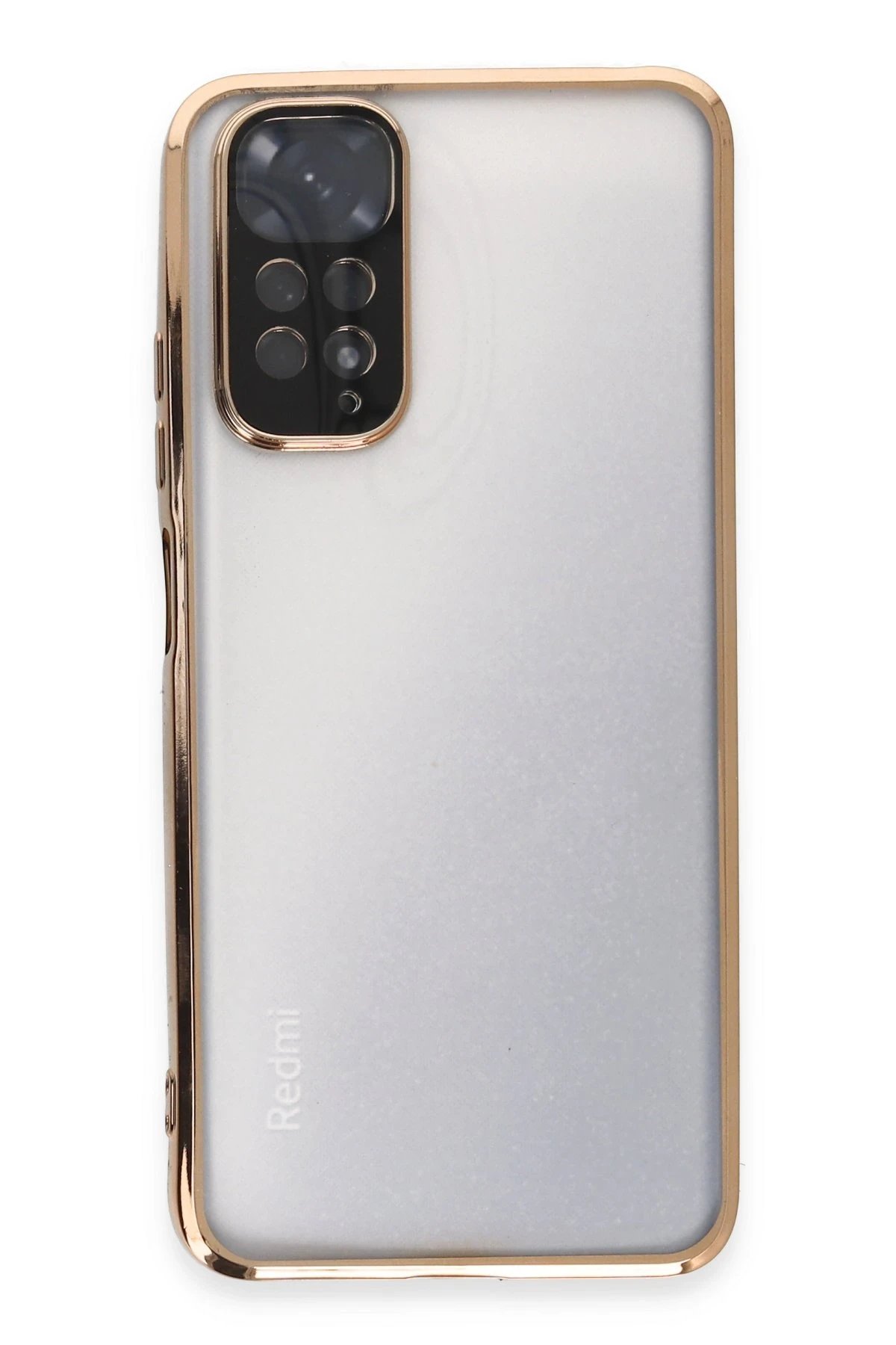 Newface Xiaomi Redmi Note 11 Kılıf Razer Lensli Silikon - Gold