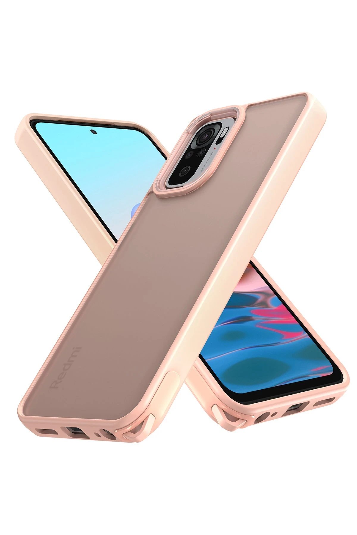 Newface Xiaomi Redmi Note 10 Kılıf Elegant Kapak - Pudra