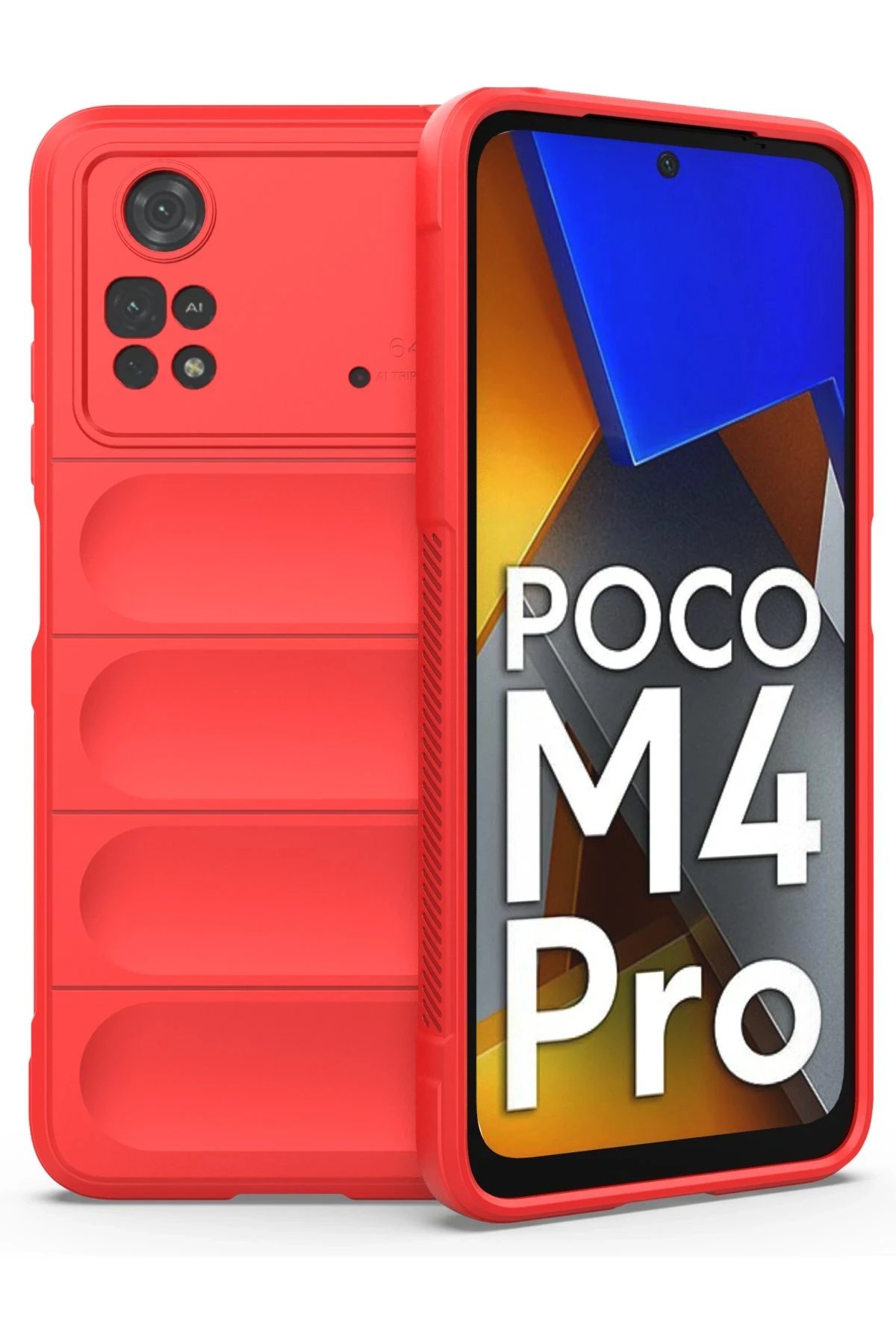 Newface Xiaomi Poco M4 Pro 4G Kılıf Optimum Silikon - Kırmızı