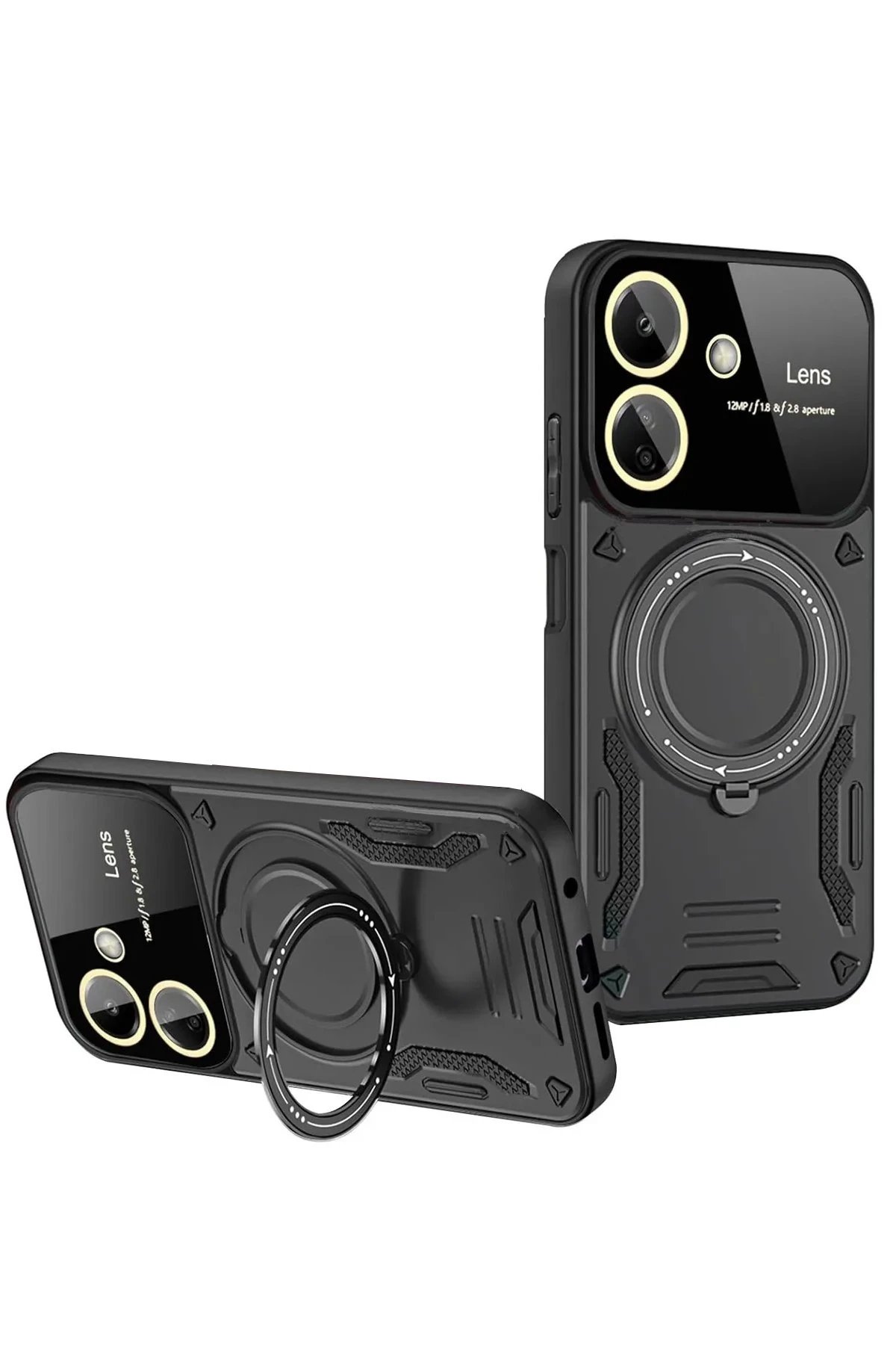 Newface Xiaomi Redmi 13C Kılıf Joy Lens Standlı Kapak - Siyah