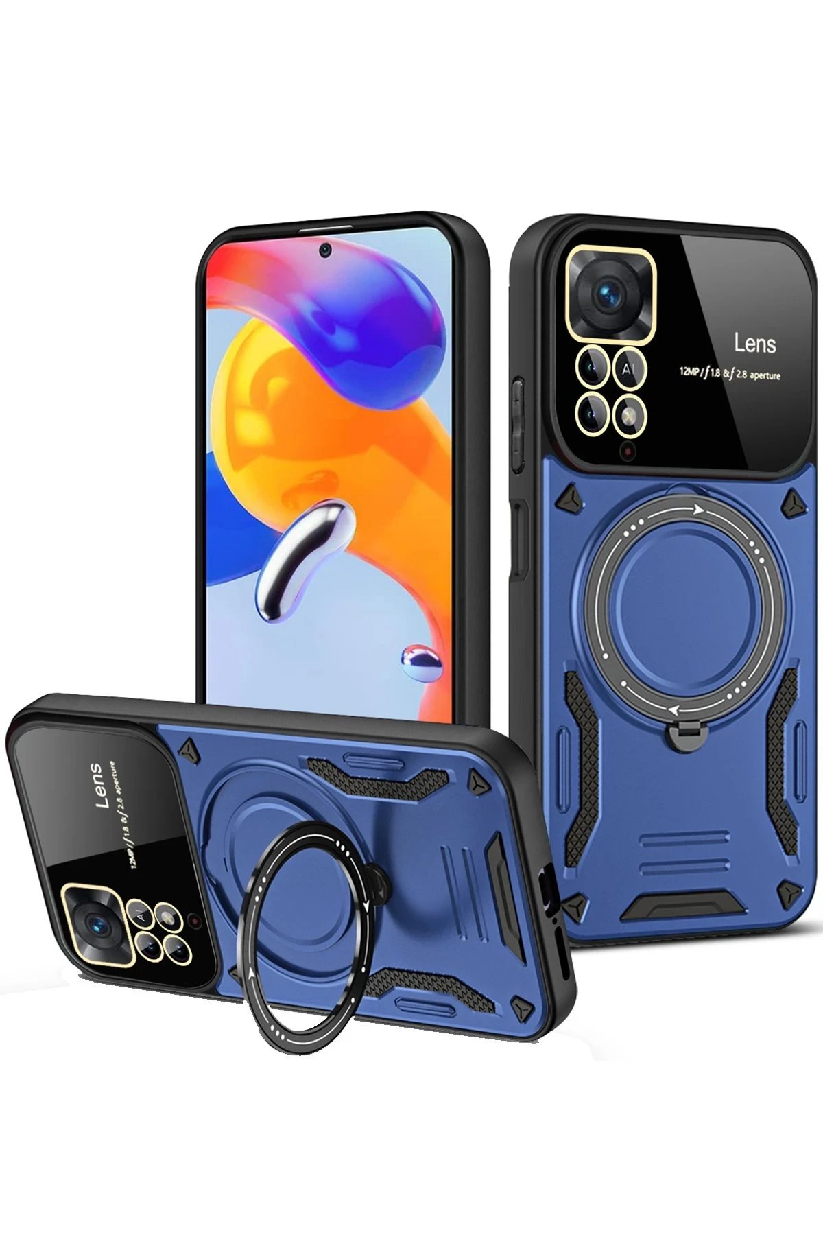 Newface Xiaomi Redmi Note 12 Pro 4G Kılıf Joy Lens Standlı Kapak - Lacivert