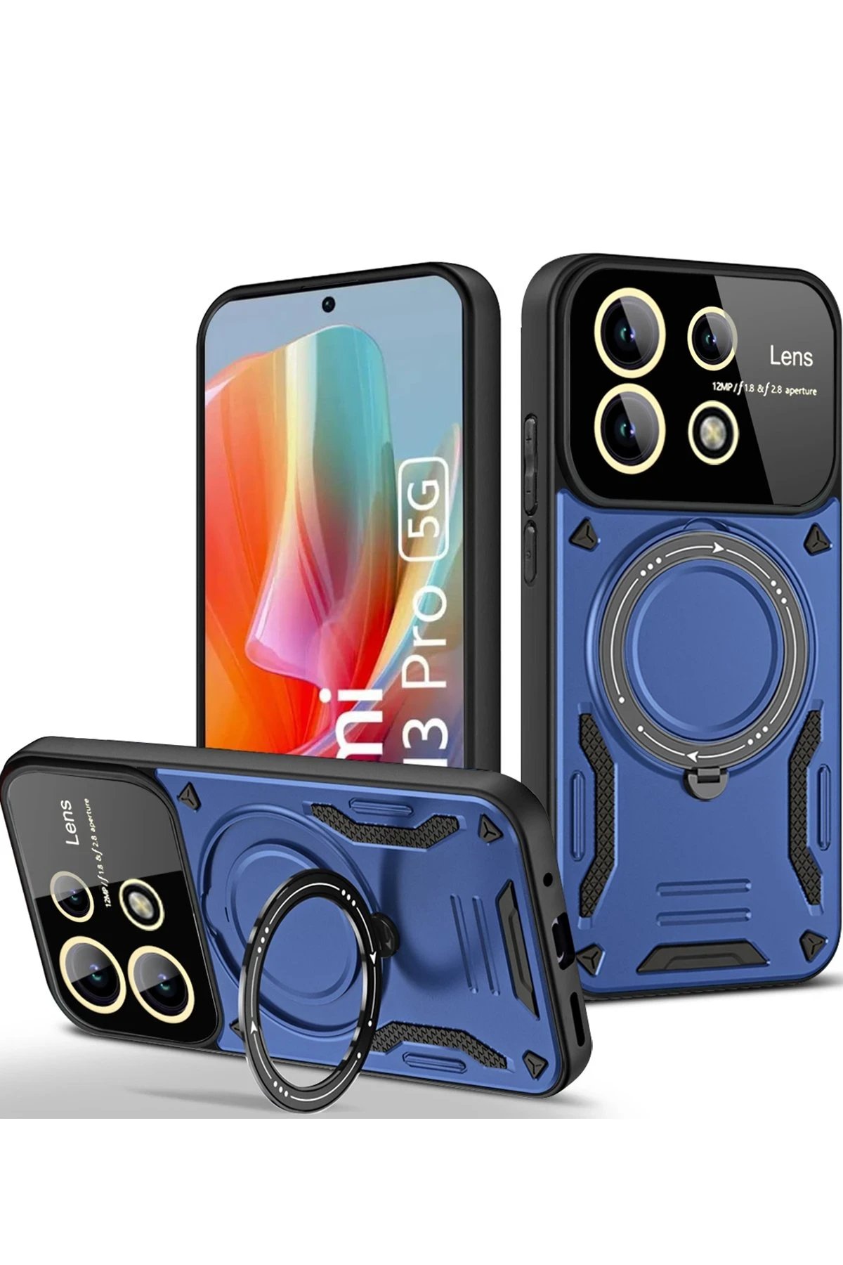 Newface Xiaomi Redmi Note 13 Pro 4G Kılıf Joy Lens Standlı Kapak - Lacivert