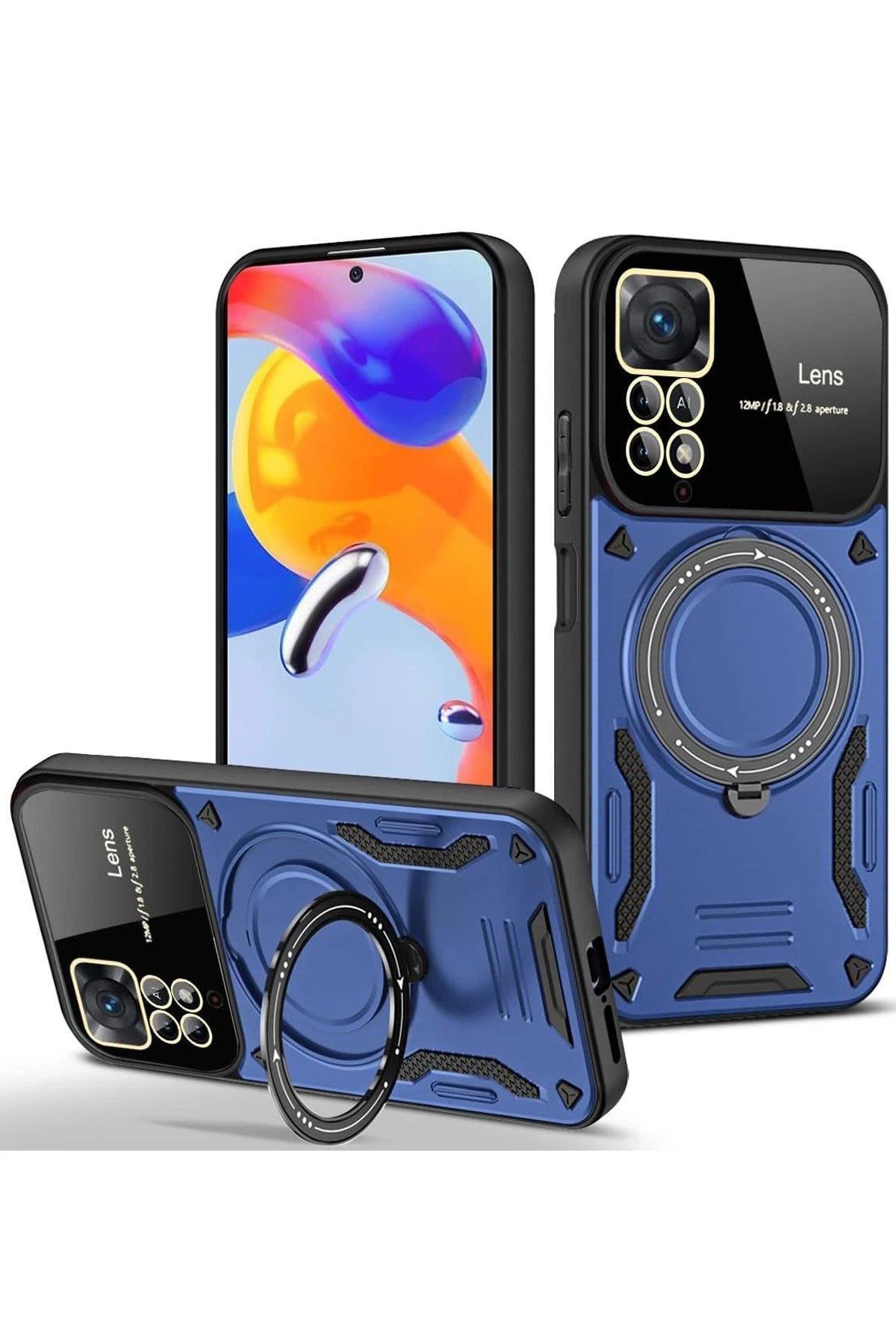 Newface Xiaomi Redmi Note 11 Pro Kılıf Joy Lens Standlı Kapak - Lacivert