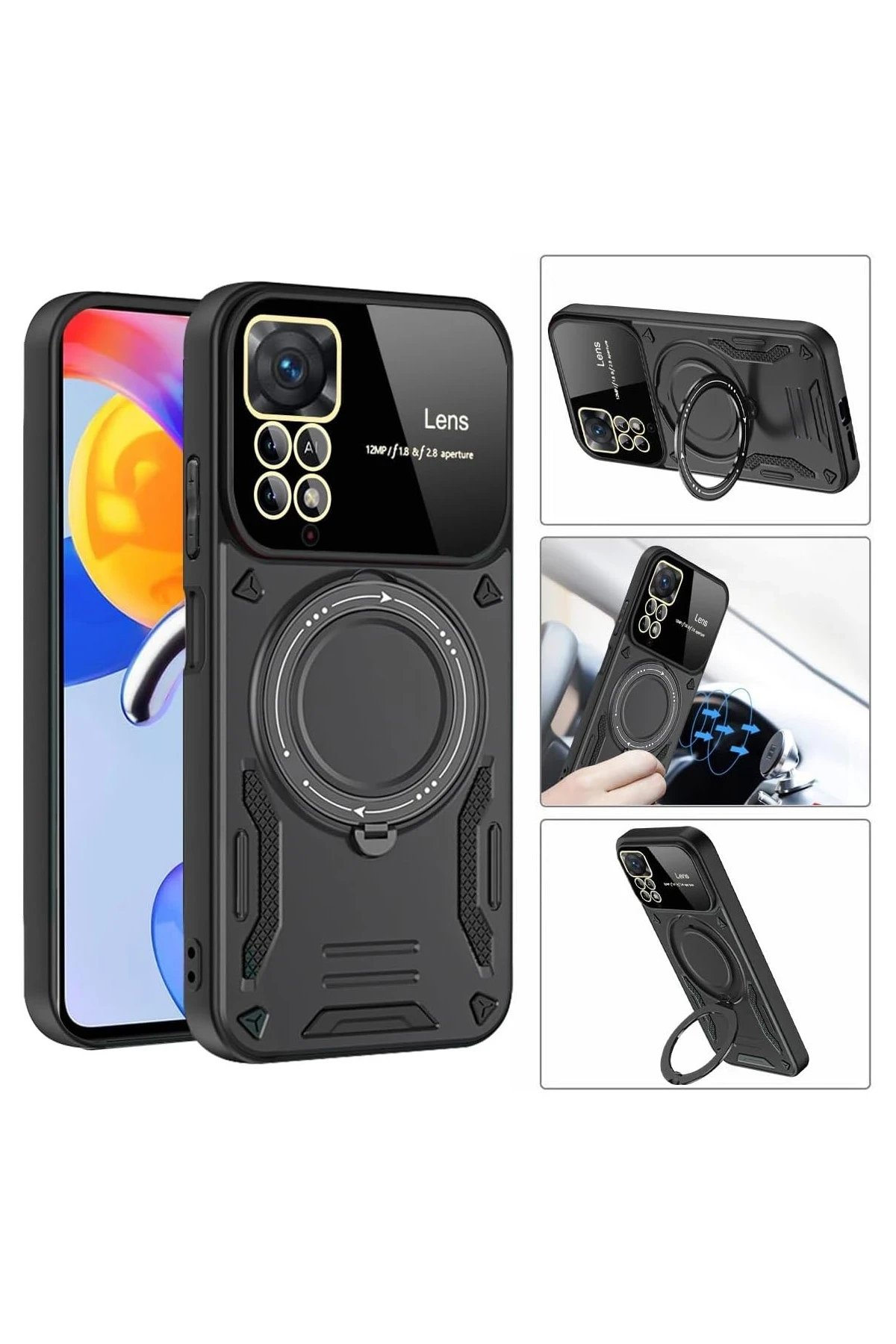 Newface Xiaomi Redmi Note 11 Pro Kılıf Joy Lens Standlı Kapak - Lacivert