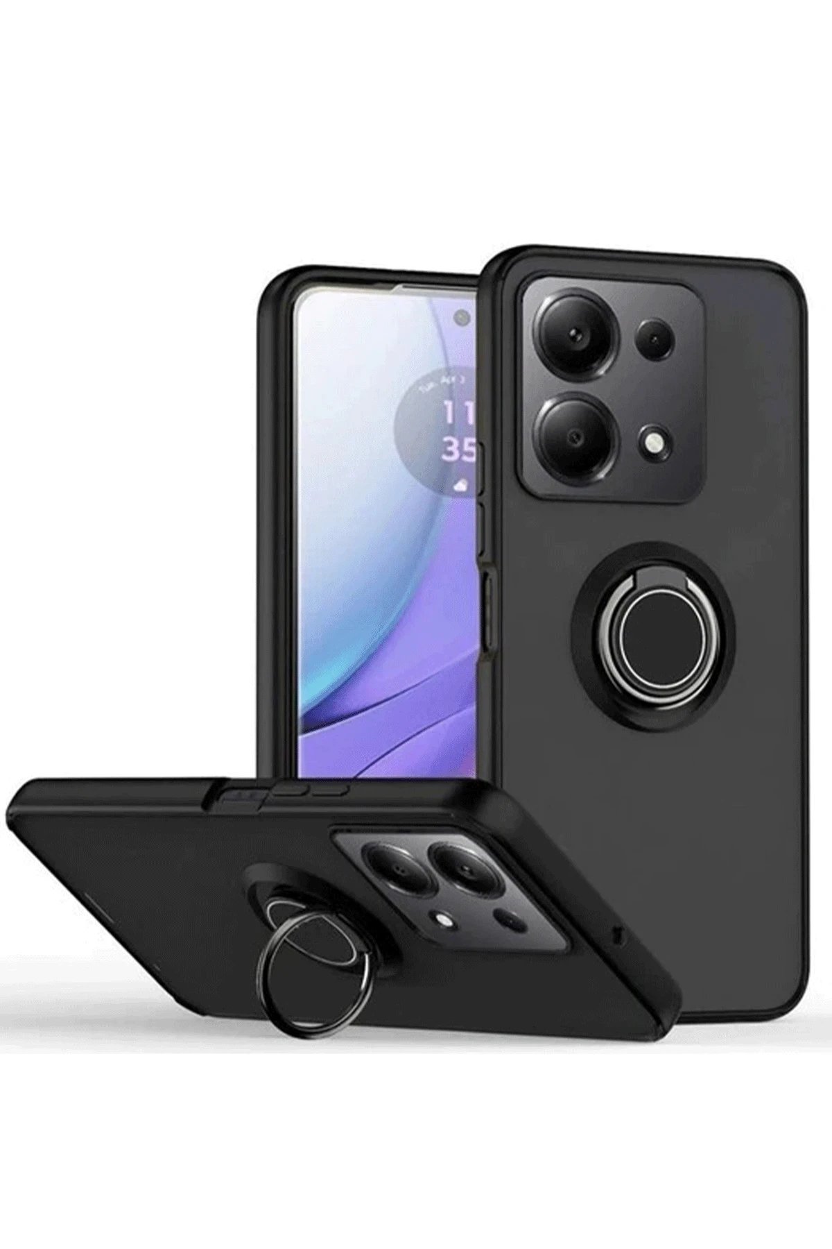 Newface Xiaomi Redmi Note 13 Pro 5G Kılıf Montreal Yüzüklü Silikon Kapak - Siyah