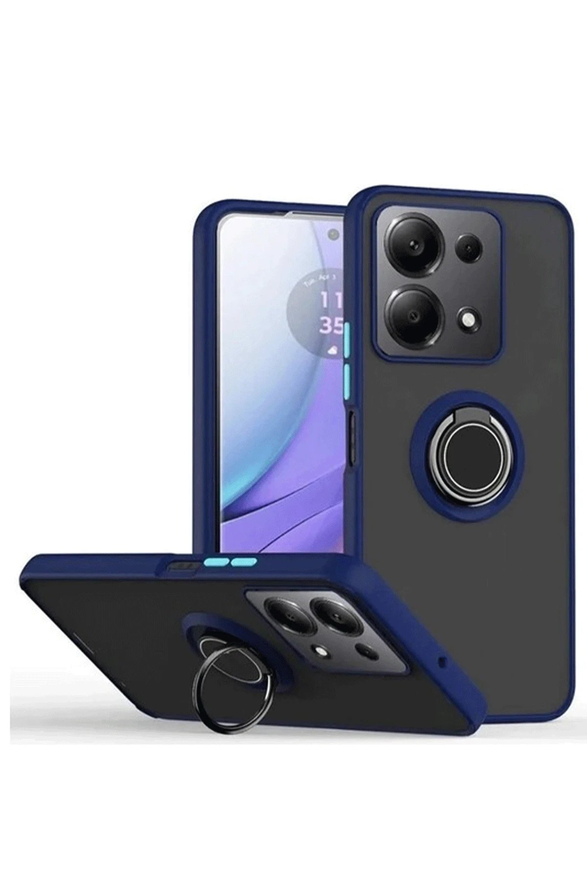 Newface Xiaomi Redmi Note 13 Pro 5G Kılıf Montreal Yüzüklü Silikon Kapak - Lacivert