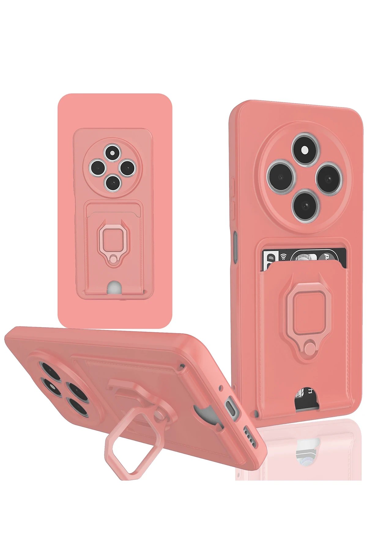 Newface Xiaomi Redmi 14C Kılıf Zuma Kartvizitli Yüzüklü Silikon - Pembe