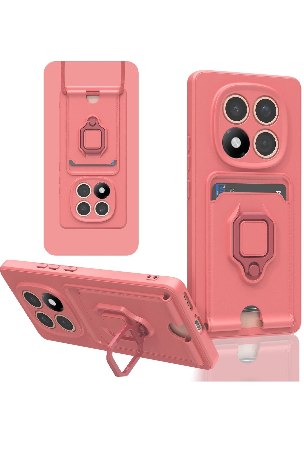 Newface Xiaomi Redmi Note 14 Pro 5G Kılıf Zuma Kartvizitli Yüzüklü Silikon - Pembe