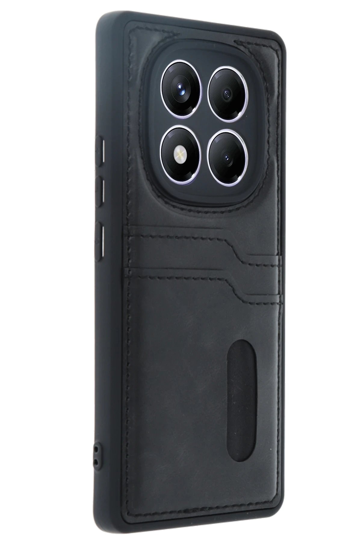 Newface Xiaomi Redmi Note 14 Pro 5G Kılıf Sara Kartvizitli Deri Kılıf - Siyah