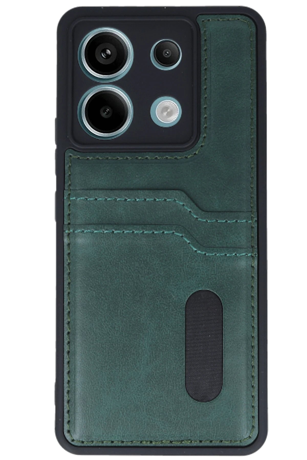 Newface Xiaomi Redmi Note 13 Pro 4G Kılıf Sara Kartvizitli Deri Kılıf - Koyu Yeşil