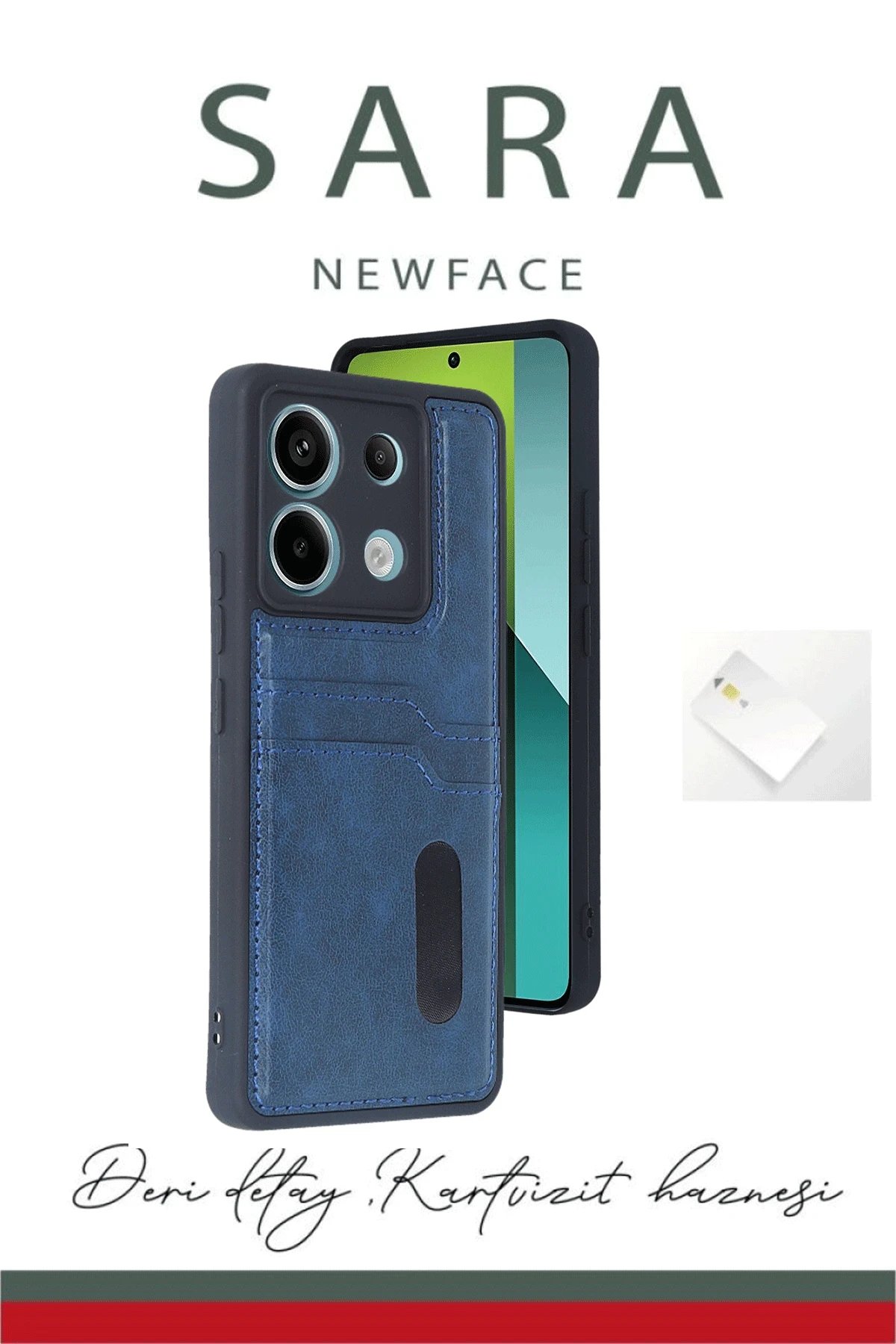 Newface Xiaomi Redmi Note 13 Pro 5G Kılıf Sara Kartvizitli Deri Kılıf - Lacivert