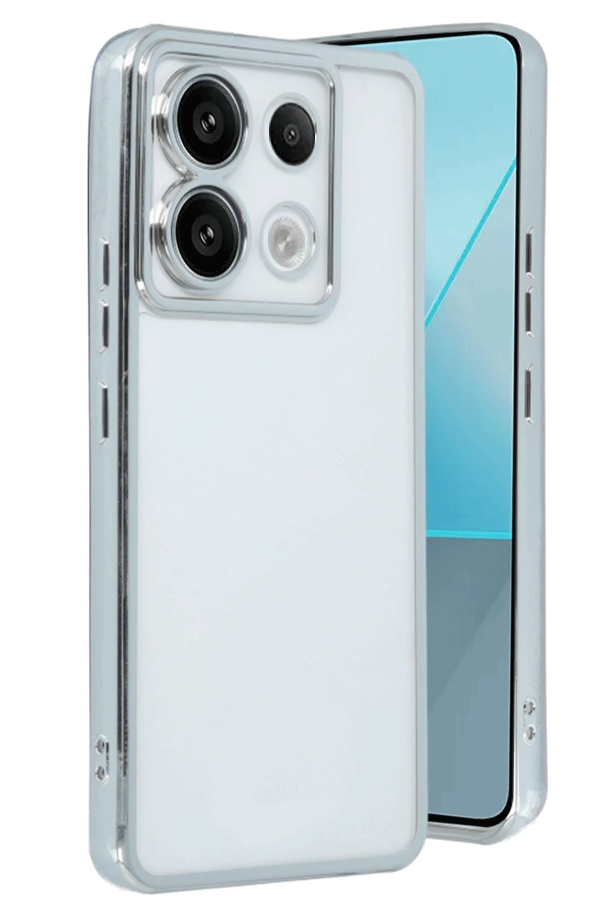 Newface Xiaomi Redmi Note 13 Pro 4G Kılıf Razer Lensli Silikon - Gümüş