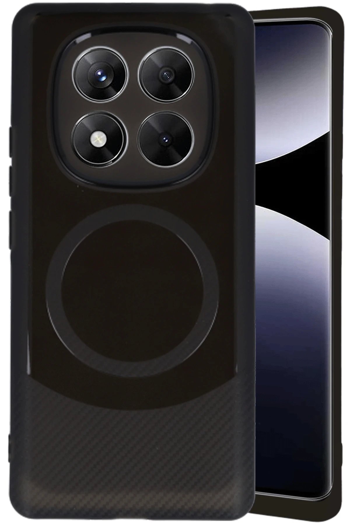 Newface Xiaomi Redmi Note 14 Pro 5G Kılıf Maya Karbon Kapak - Siyah