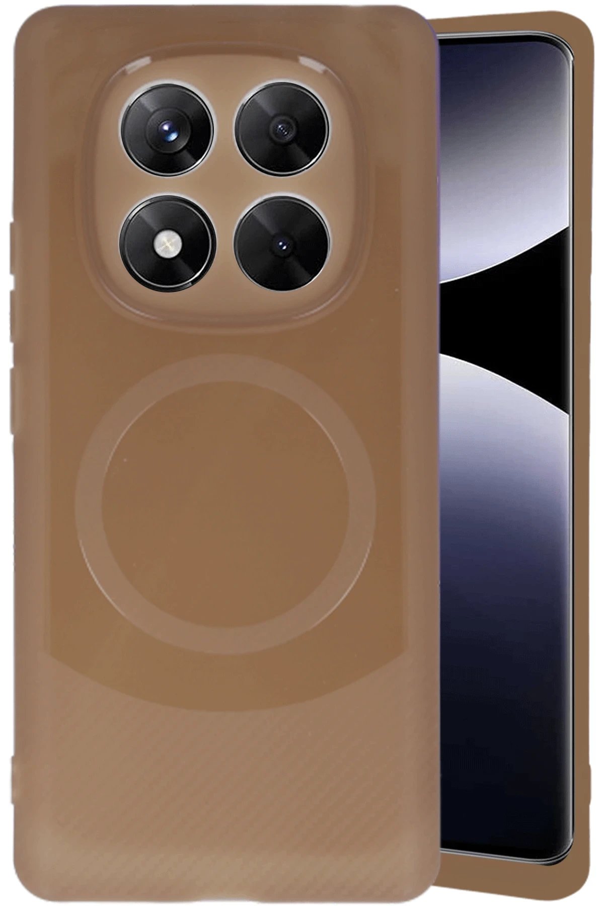 Newface Xiaomi Redmi Note 14 Pro 5G Kılıf Maya Karbon Kapak - Kahverengi