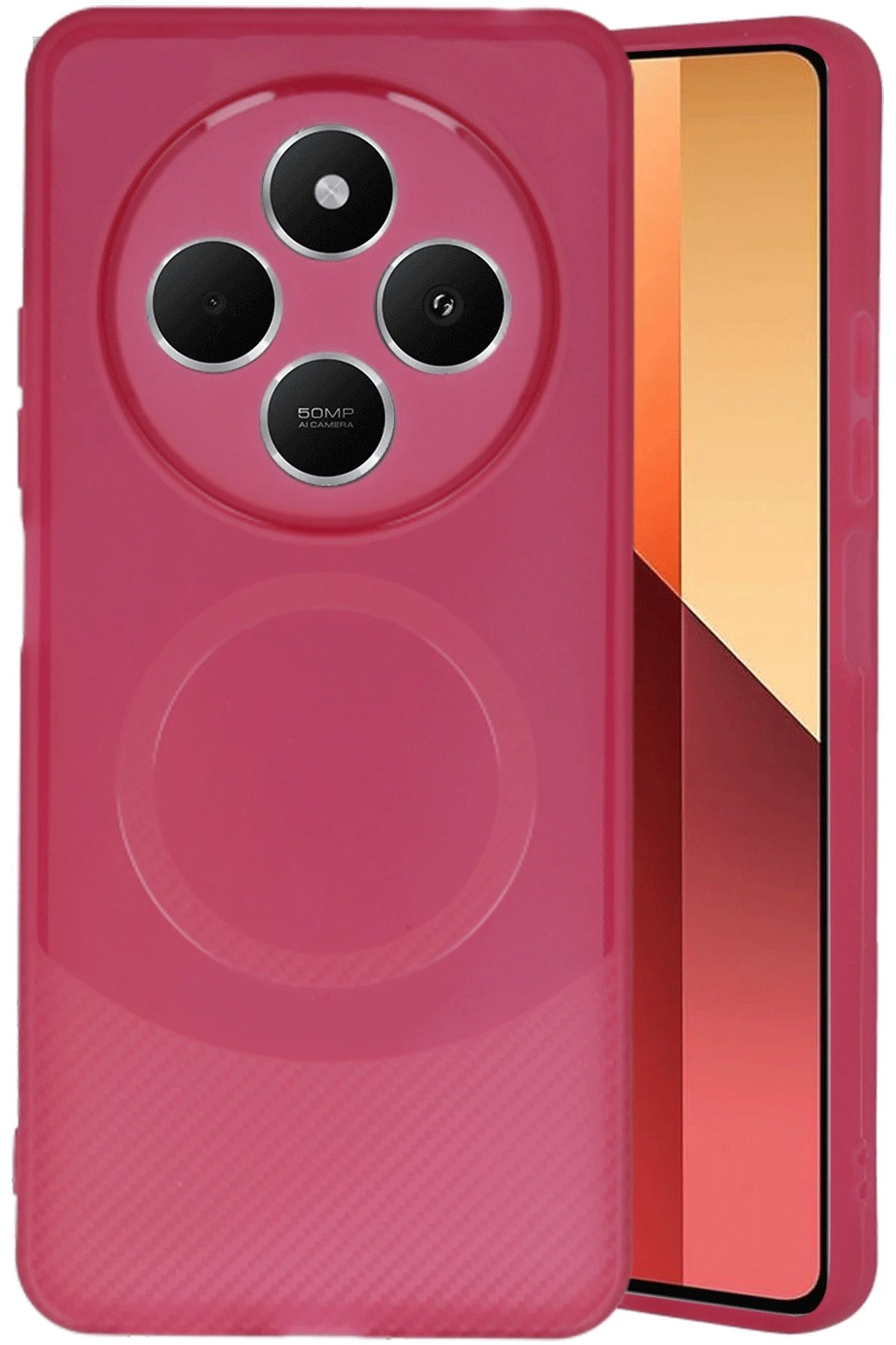 Newface Xiaomi Redmi 14C Kılıf Maya Karbon Kapak - Bordo