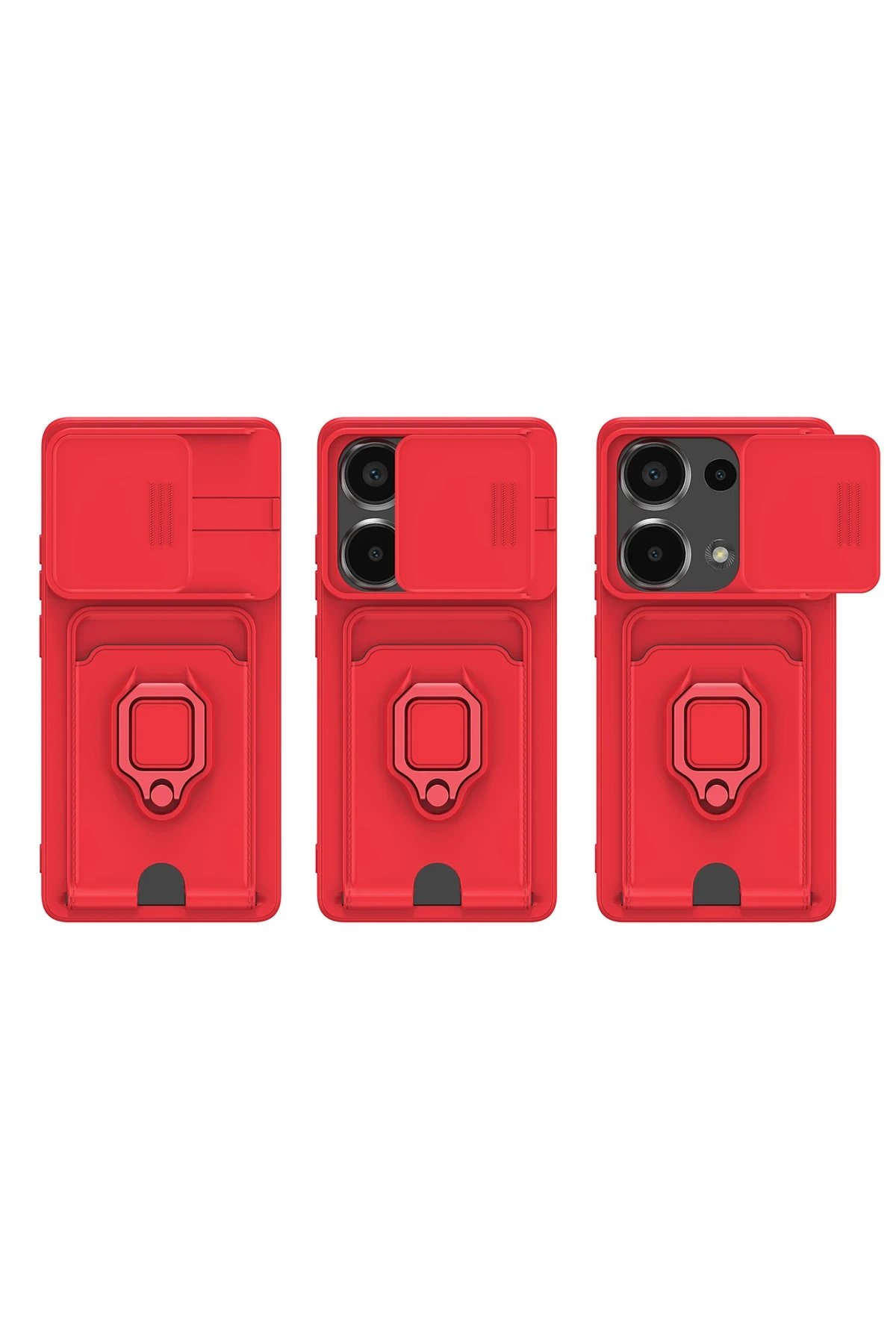 Newface Xiaomi Redmi Note 13 Pro 4G Kılıf Zuma Kartvizitli Yüzüklü Silikon - Yeşil