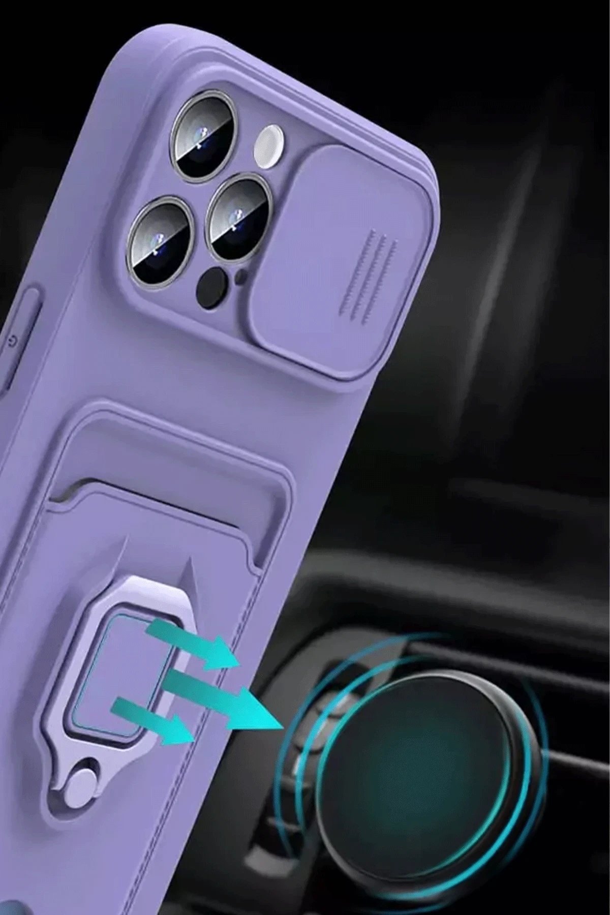 Newface Xiaomi Redmi Note 13 Pro Plus Kılıf Zuma Kartvizitli Yüzüklü Silikon - Siyah