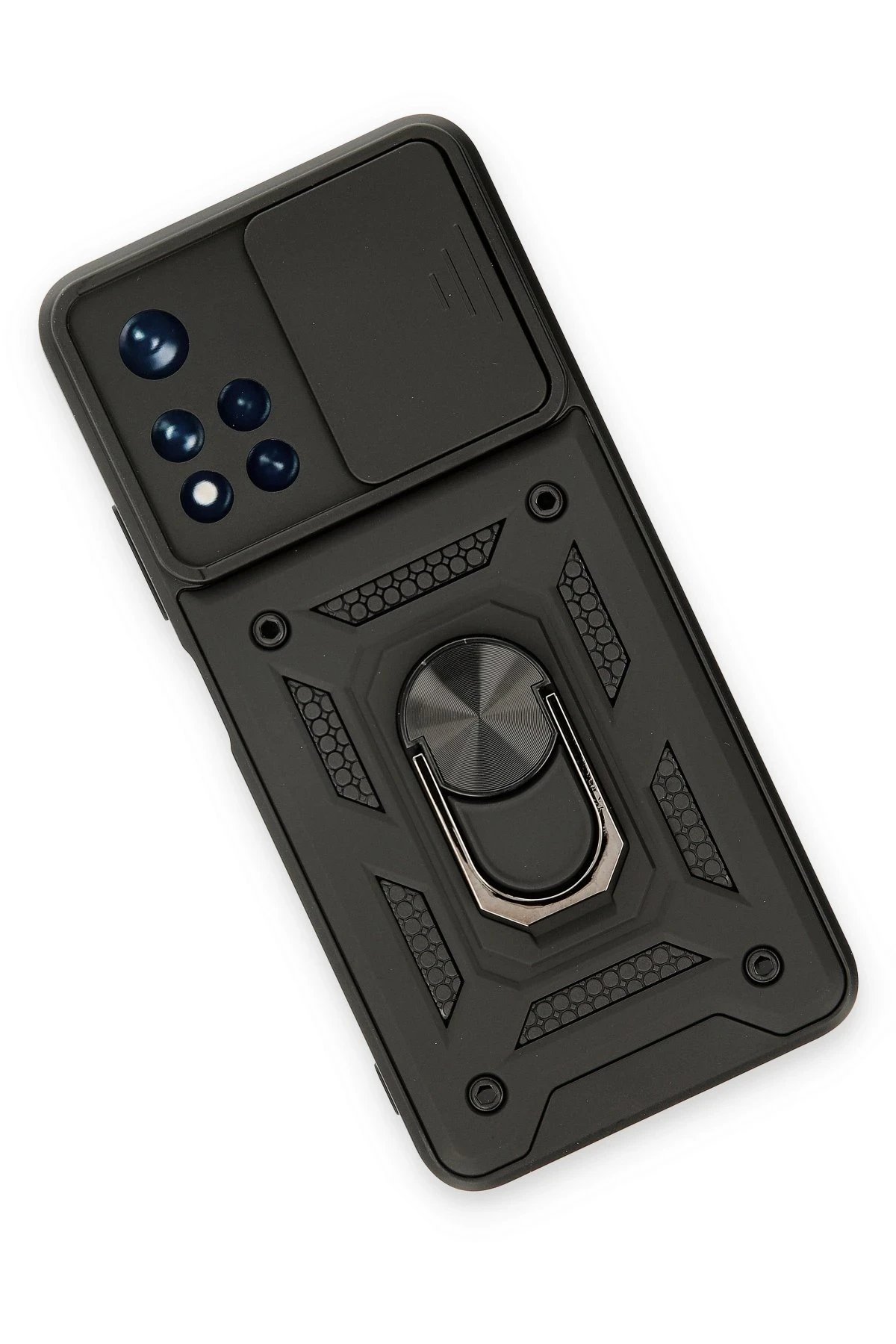 Newface Xiaomi Redmi Note 11T Kılıf Pars Lens Yüzüklü Silikon - Siyah