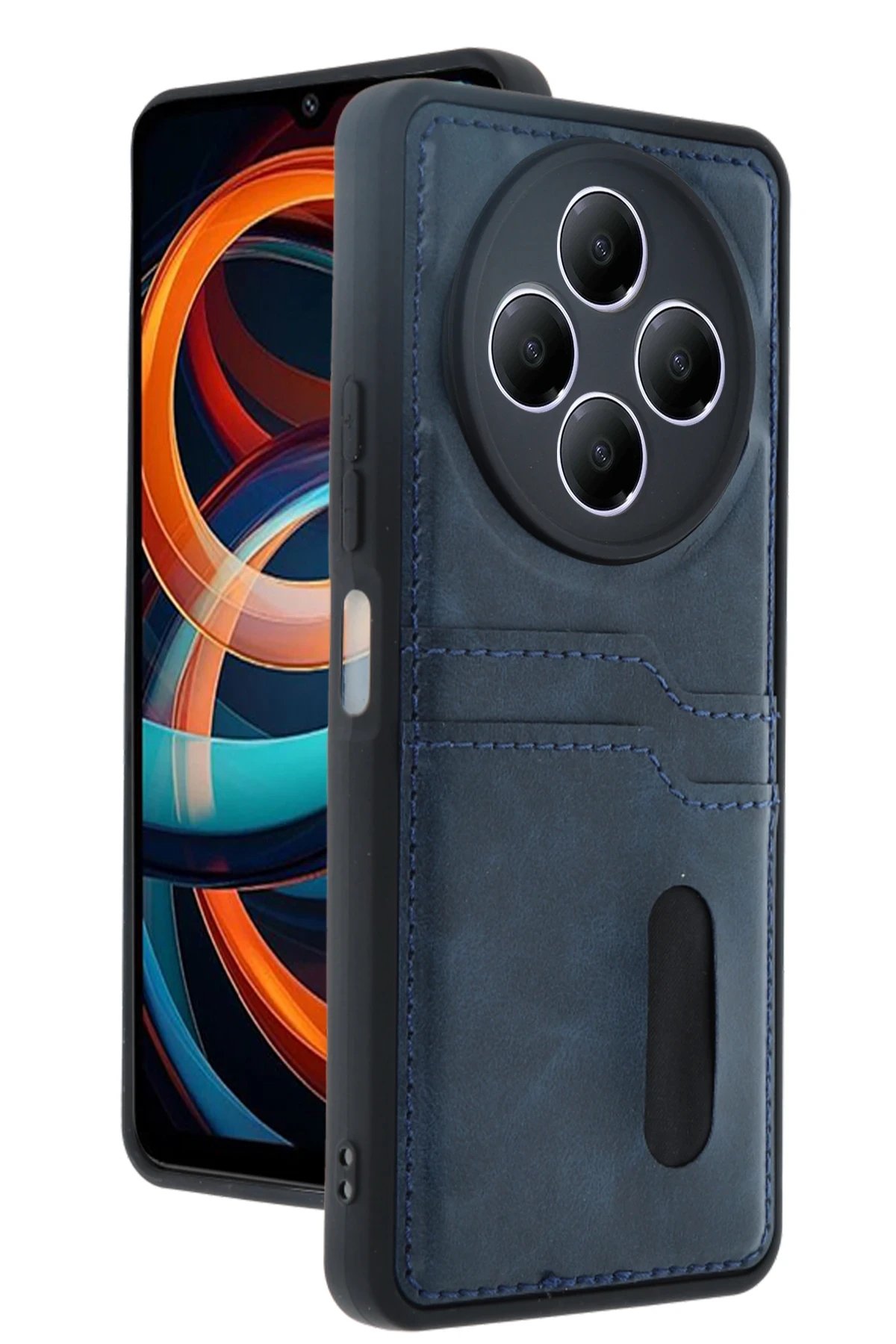 Newface Xiaomi Redmi 14C Kılıf Sara Kartvizitli Deri Kılıf - Lacivert