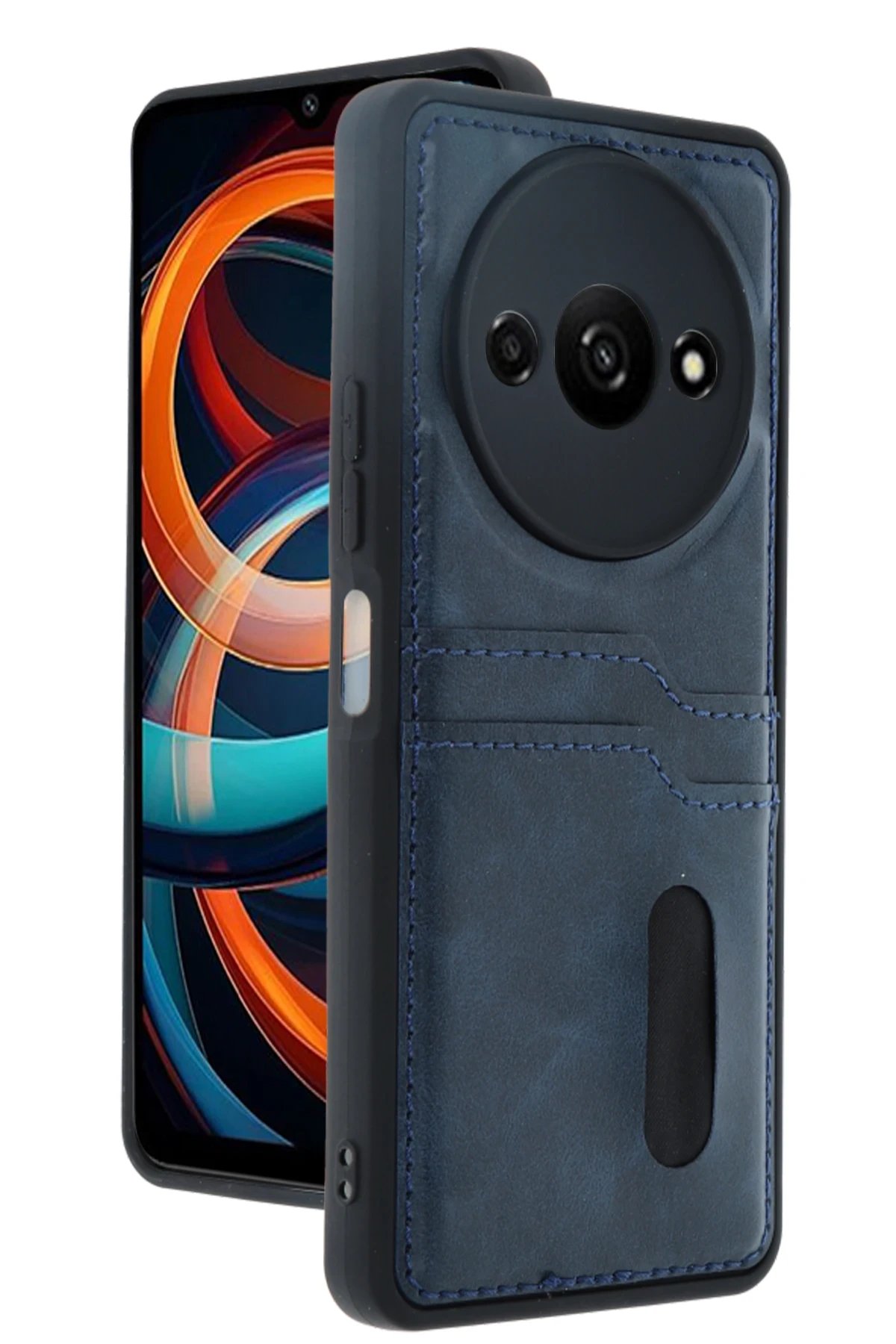 Newface Xiaomi Redmi A3 4G Kılıf Sara Kartvizitli Deri Kılıf - Lacivert