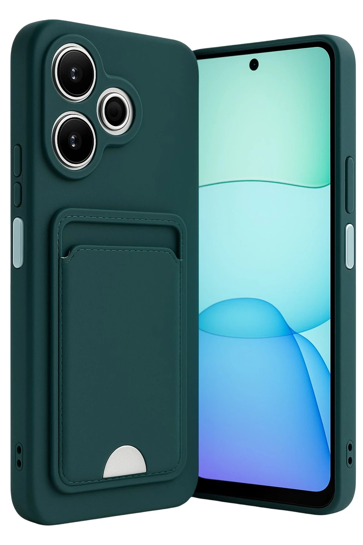 Newface Xiaomi Redmi 13 4G Kılıf Kelvin Kartvizitli Silikon - Koyu Yeşil