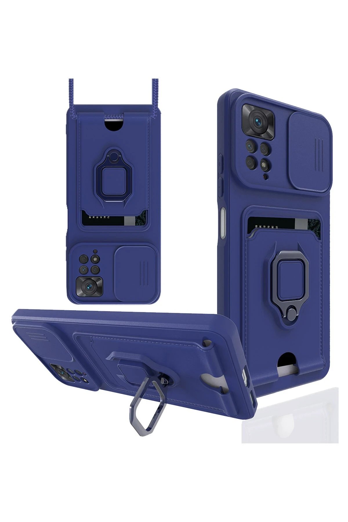 Newface Xiaomi Redmi Note 12 Pro 4G Kılıf Zuma Kartvizitli Yüzüklü Silikon - Lacivert