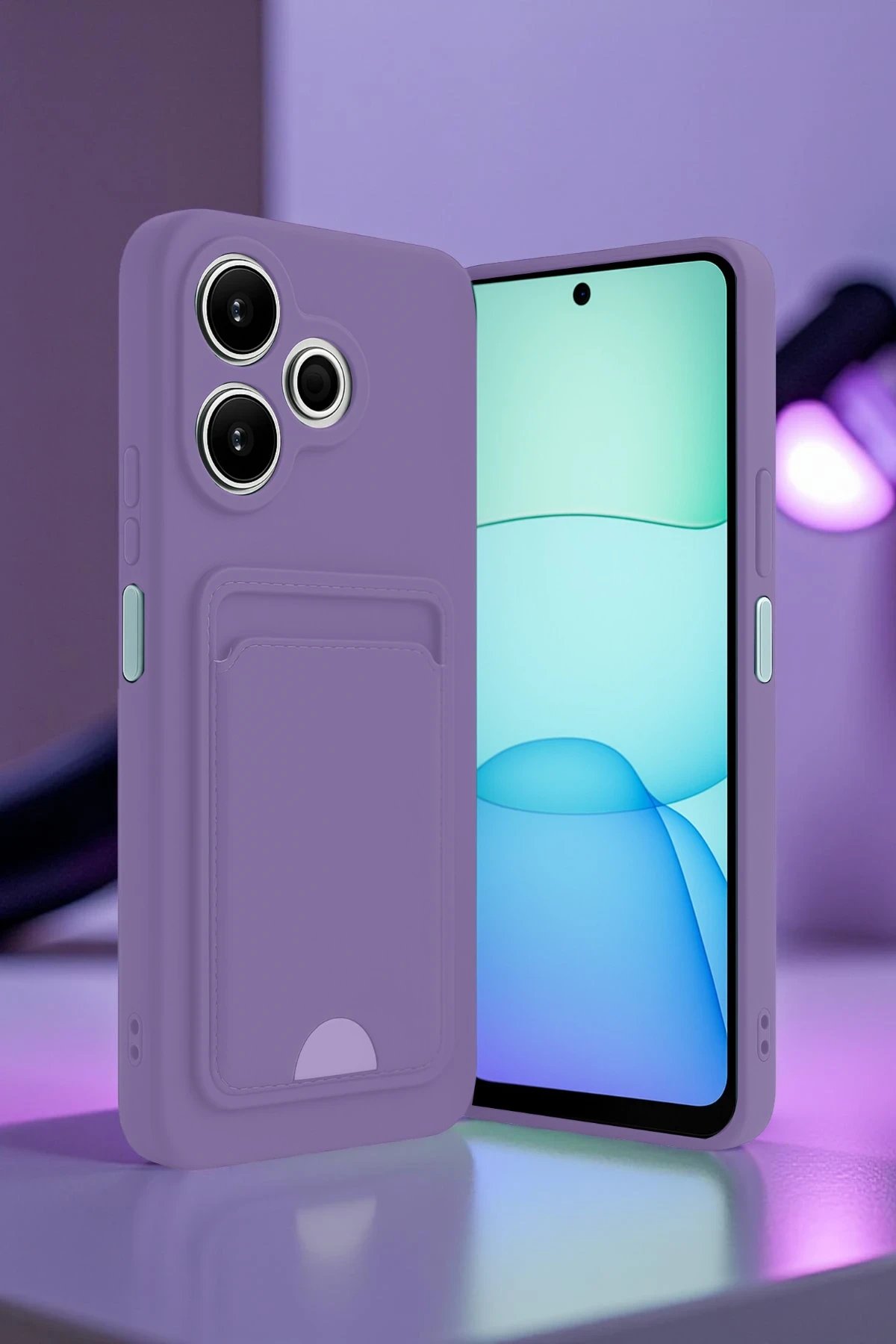 Newface Xiaomi Redmi 13 4G Kılıf Kelvin Kartvizitli Silikon - Bordo