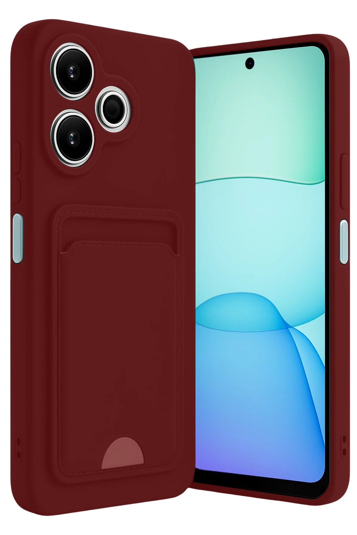 Newface Xiaomi Redmi 13 4G Kılıf Kelvin Kartvizitli Silikon - Bordo