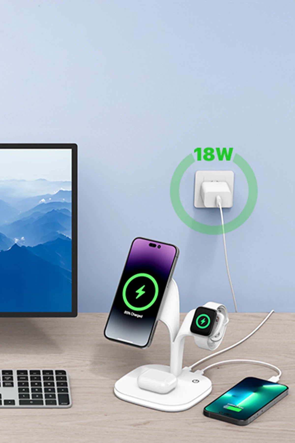 Newface YM-UD22 Kablosuz Şarj Masaüstü Set - Lila