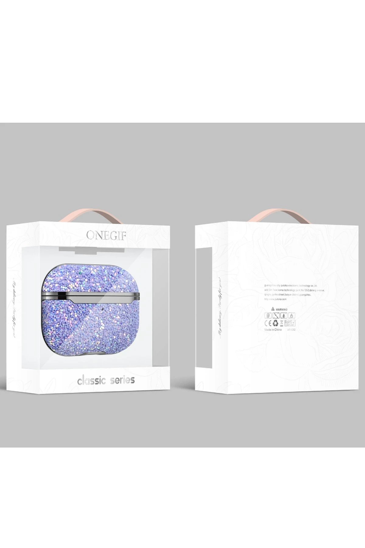 Onegif Airpods 2 (2.nesil) Bright Simli Airpods Kapak - Pembe