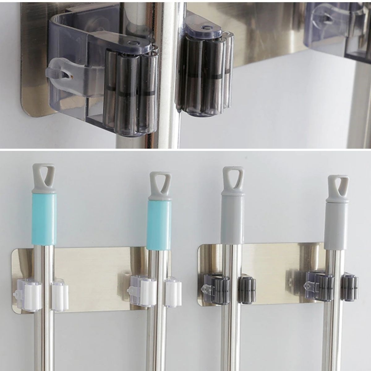 Pratik Organizer 4'lü Yapışkanlı Fırça Paspas Mop Fırça Sabitleyici Ergonomik Alet Aparatı