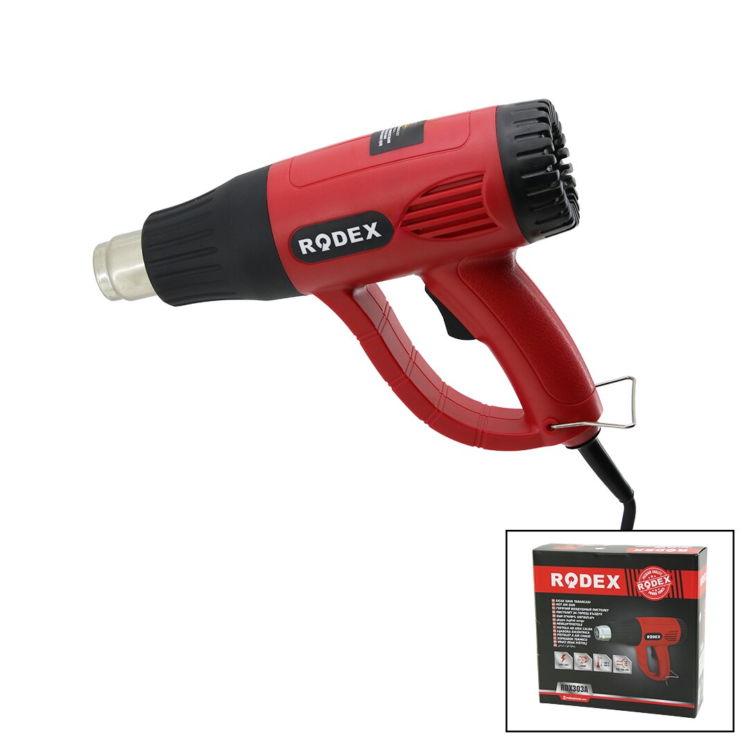 SICAK HAVA MAKİNESİ - TABANCASI 4PCS BAŞLIK APARAT KABLOLU 300-600°C 280/480LPM 2000W RDX-303A