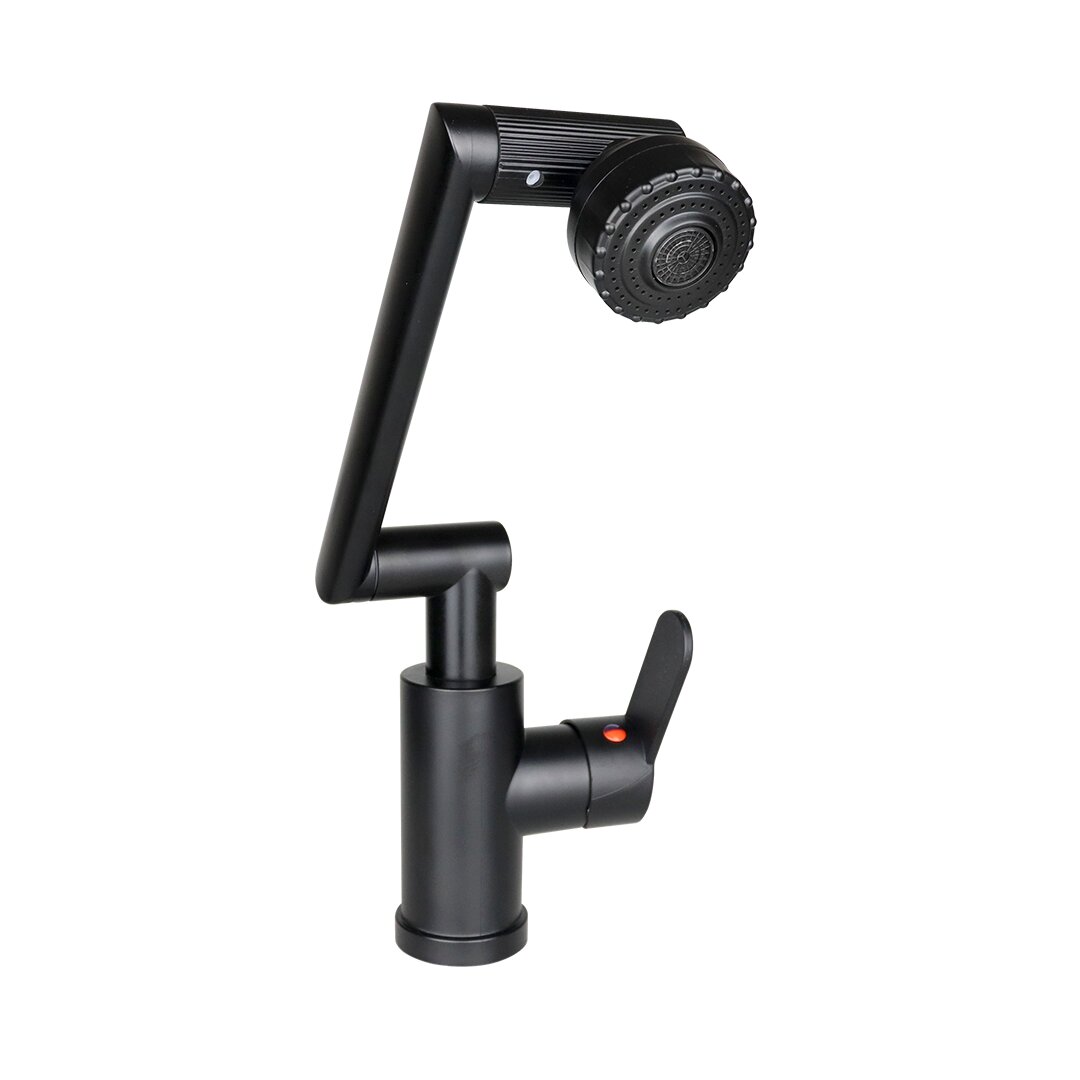 SİYAH - 1080 DERECE DÖNEBİLEN ÇOK FONKSİYONLU MUSLUK BATARYA KTX-3307