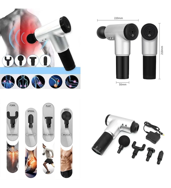 Sporcu Masaj Aleti 4 Başlıklı Şarjlı Titreşimli Yoğurmalı