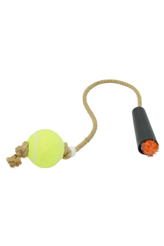 Tenis Toplu Diş Halatı Diş Kaşıma Köpek Oyuncağı Tenis Toplu Halat Çekme 2 kişilik  Oyun