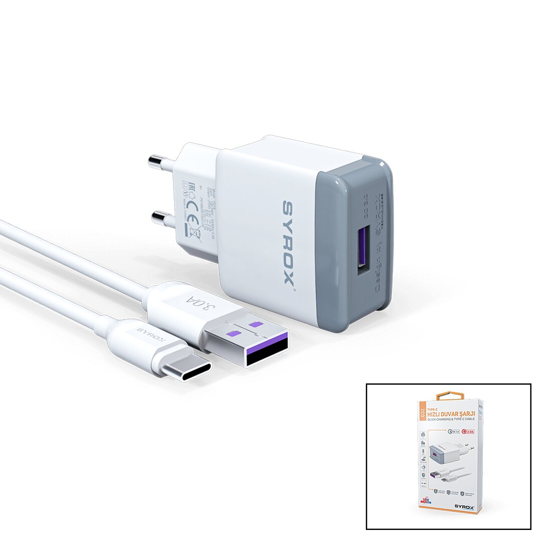TYPE-C - USB SET HIZLI EV ŞARJ ALETİ 3.0A 18W