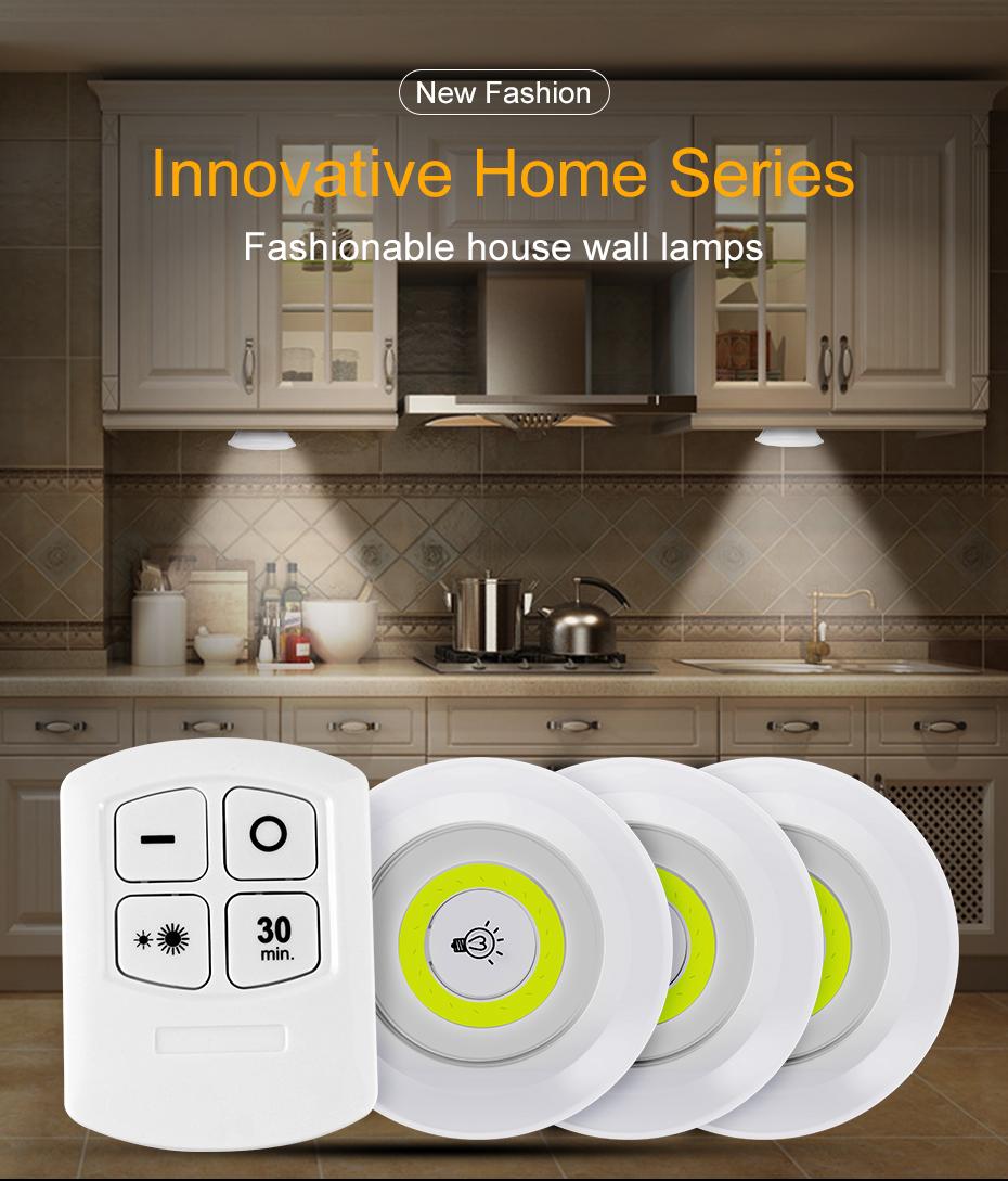 Uzaktan Kumandalı Yapışkanlı Kablosuz Pilli LED 3’lü