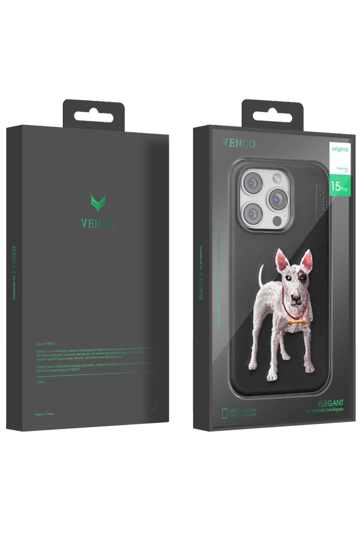 Venco iPhone 15 Pro Max Perma Desenli Kapak - Siyah