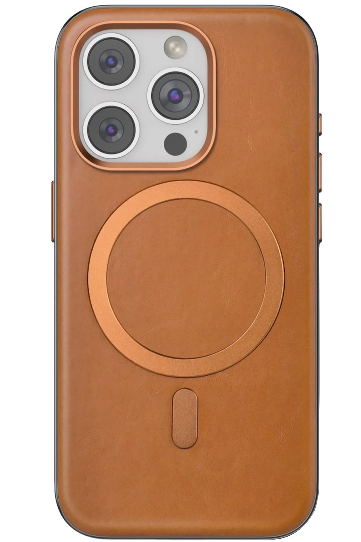 Venco iPhone 15 Pro Puskas Magsafe Kapak - Açık Kahve