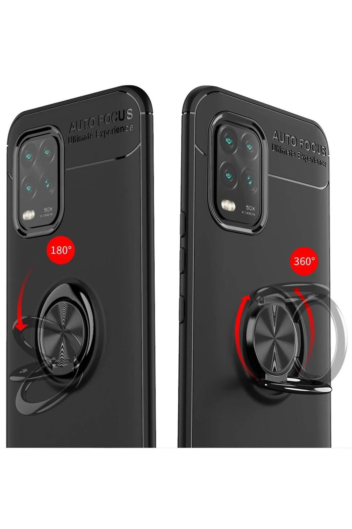 Xiaomi Mi 10 Lite Kılıf Range Yüzüklü Silikon - Siyah