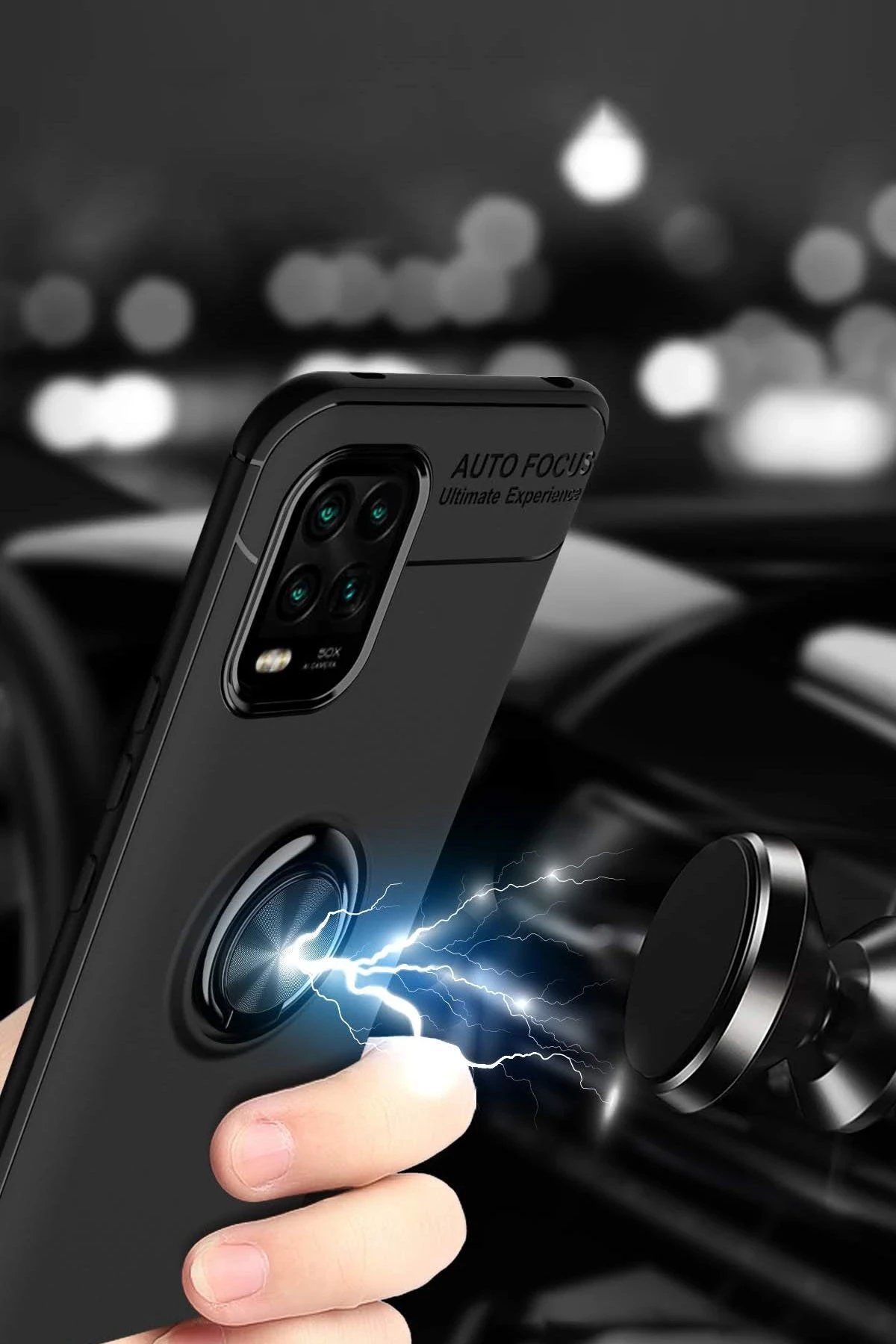 Xiaomi Mi 10 Lite Kılıf Range Yüzüklü Silikon - Siyah