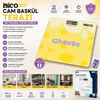 0221A DİJİTAL - PİLLİ DESENLİ RENKLİ CAM BANYO BASKÜL TERAZİ TARTI LCD EKRAN 180KG/50GR 26X26CM İ11-030