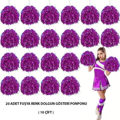 10 Çift ( 20 Adet ) Fuşya Renk 23 Nisan 19 Mayıs 29 Ekim Okul Gösteri Ponponları