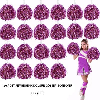 10 Çift ( 20 Adet ) Pembe Renk 23 Nisan 19 Mayıs 29 Ekim Okul Gösteri Ponponları