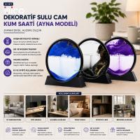 10 INC - 25CM RENKLİ SULU CAM KUM SAATİ HAREKETLİ AYNA MODELİ